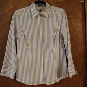 Ann Taylor Striped 3/4 Sleeve Button Down